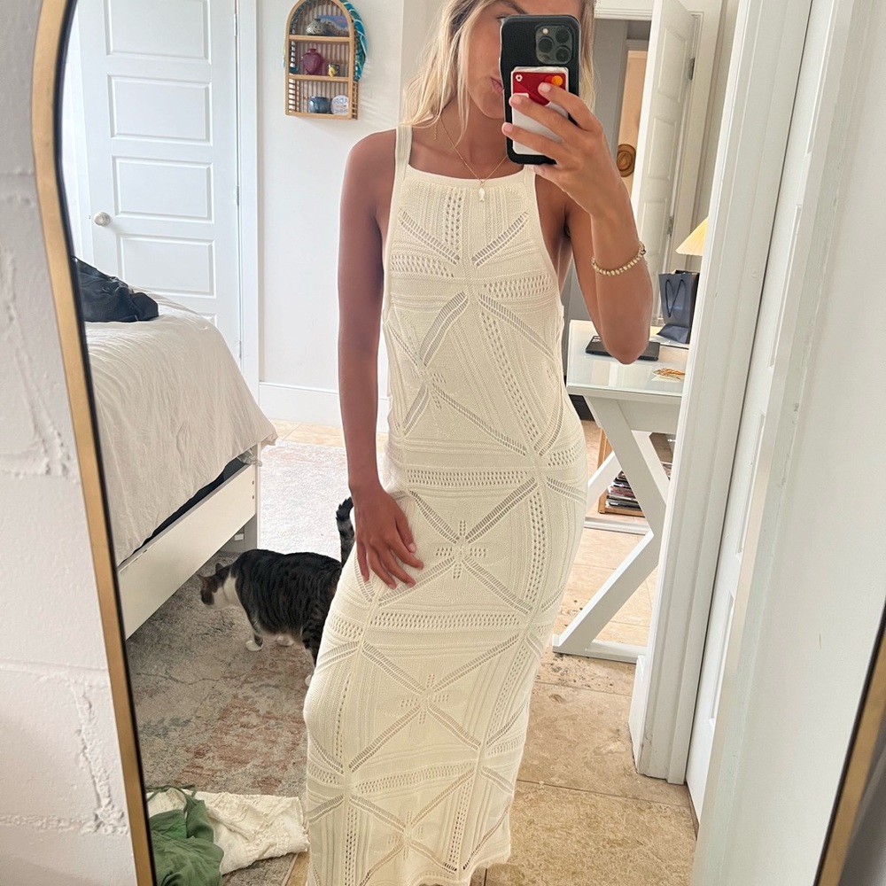 Versona Ivory Crochet Maxi Dress